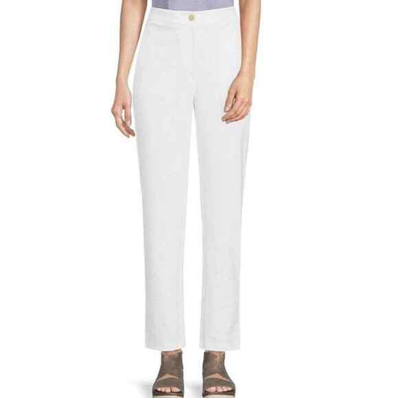 Eileen Fisher White High Waisted Ankle Pant Size Medium NWT - Picture 1 of 9